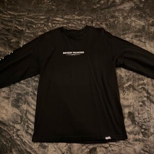 Long sleeve, broken promises, rose down the arm patterned T-shirt